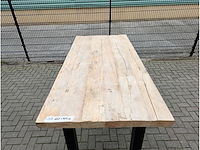 Tuin bartafel rustiek iepenhout. 225 x 105 x 100cm. metalen bar u onderstel - afbeelding 3 van  3