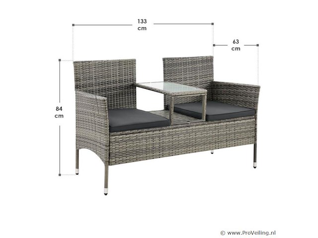 Tuinbank monaco 133x63x84cm - afbeelding 8 van  8