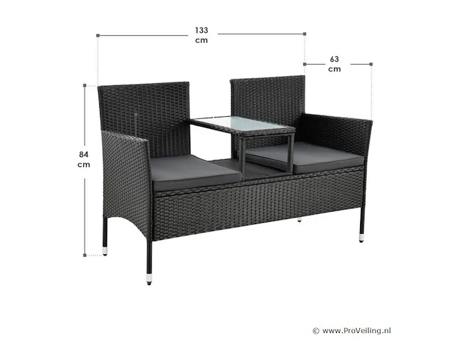 Tuinbank monaco 133x63x84cm - afbeelding 8 van  8