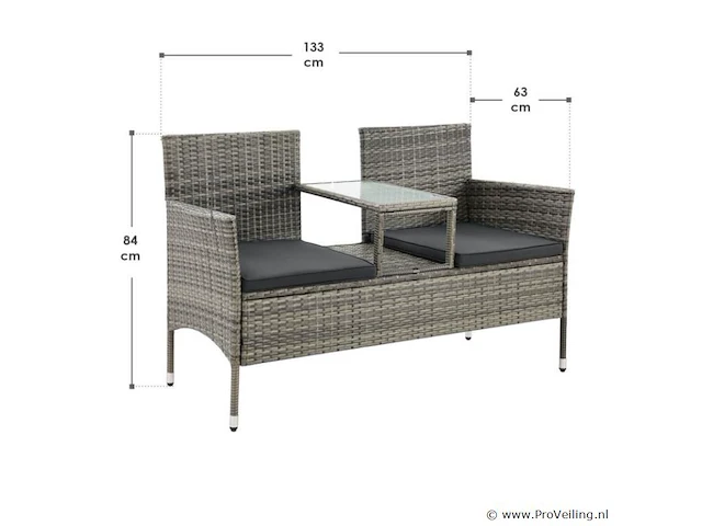 Tuinbank monaco 133x63x84cm - afbeelding 8 van  8