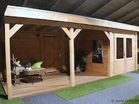 Tuinhuis (douglas) met overkapping - 670x250cm - afbeelding 1 van  16