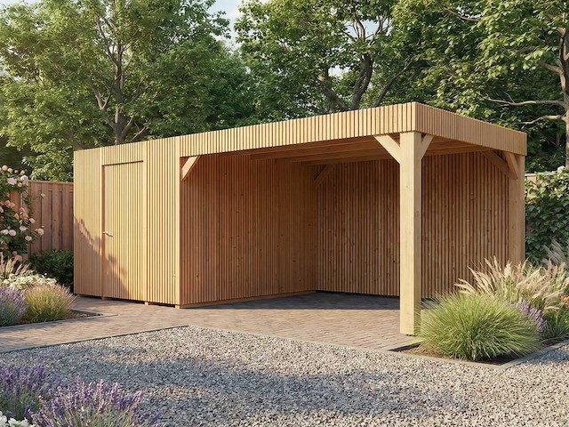 Tuinhuis triple-profiel met overkapping 350x550x240 cm - afbeelding 1 van  4