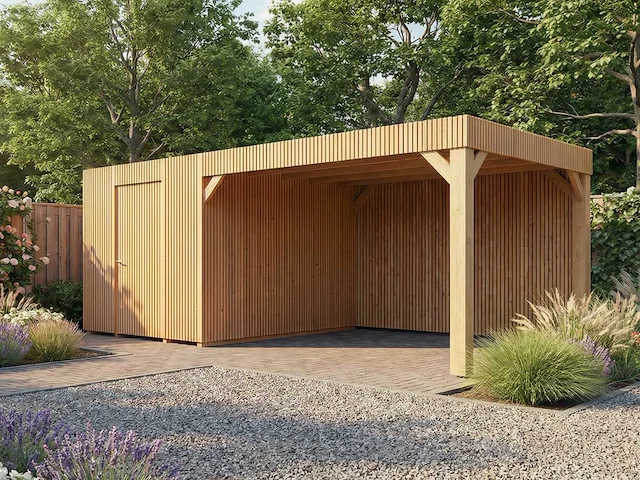 Tuinhuis triple-profiel met overkapping 400x600x240 cm - afbeelding 1 van  14