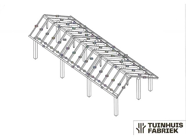 Tuinhuisfabriek - 3276 - constructie kapschuur 9050 x 4000 - afbeelding 1 van  3