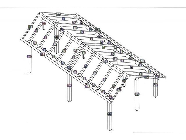 Tuinhuisfabriek - 3340 - constructie kapschuur 6000 x 3500 - afbeelding 1 van  3