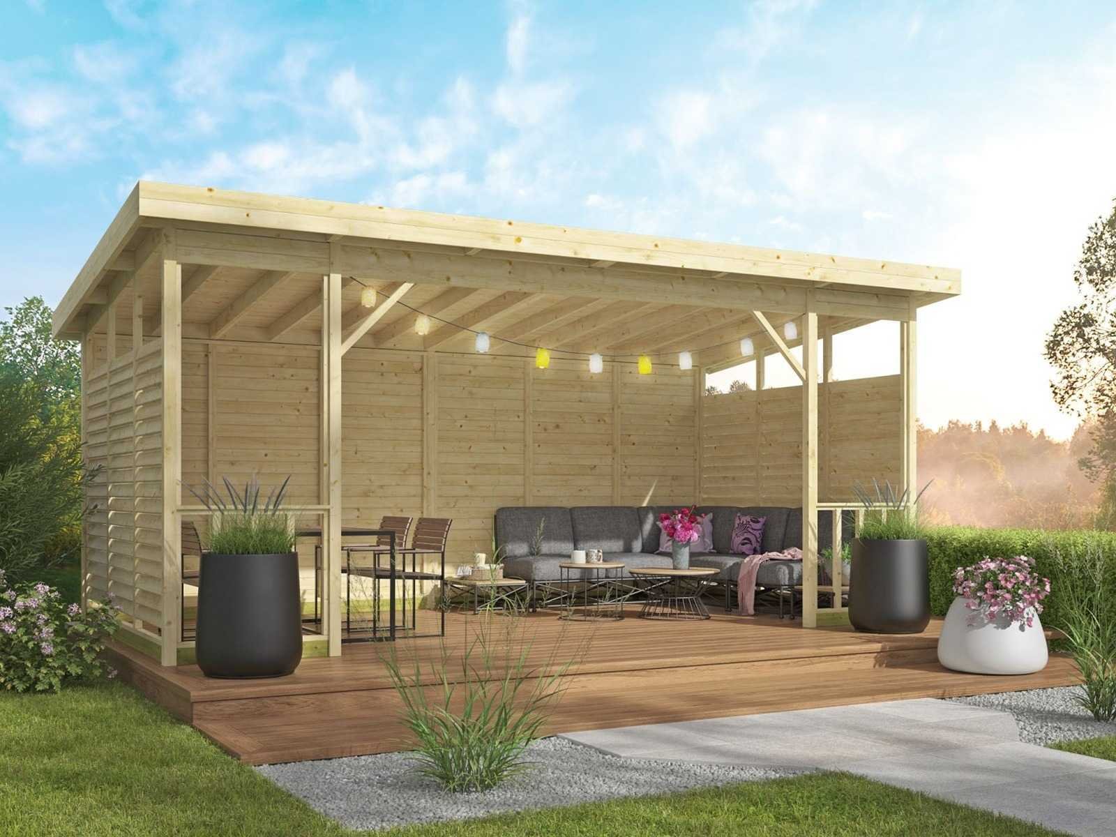 Tuinhuisjes, hout, dakleer, opslagtenten en gereedschap