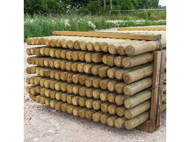 Tuinpalen rondhout met punt 6cm 180cm (144x) - afbeelding 2 van  2