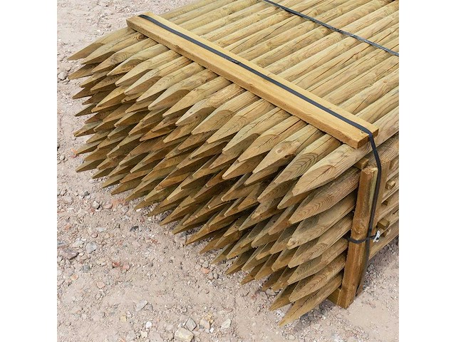 Tuinpalen rondhout met punt 6cm 250 cm (144x) - afbeelding 1 van  2