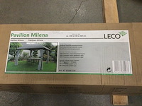 Tuinpaviljoen met stalen frame en zijwanden, leco, grijs / lichtgrijs / antraciet - afbeelding 3 van  8