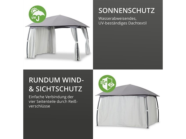 Tuinpaviljoen met stalen frame en zijwanden, leco, grijs / lichtgrijs / antraciet - afbeelding 5 van  8