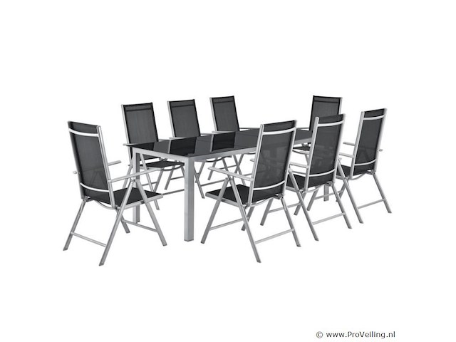 Tuinset / eetset milano 9-delig zilver/grijs - afbeelding 1 van  13