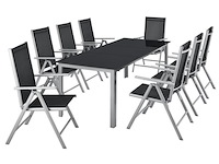 Tuinset / eetset milano 9-delig zilver/grijs - afbeelding 10 van  13