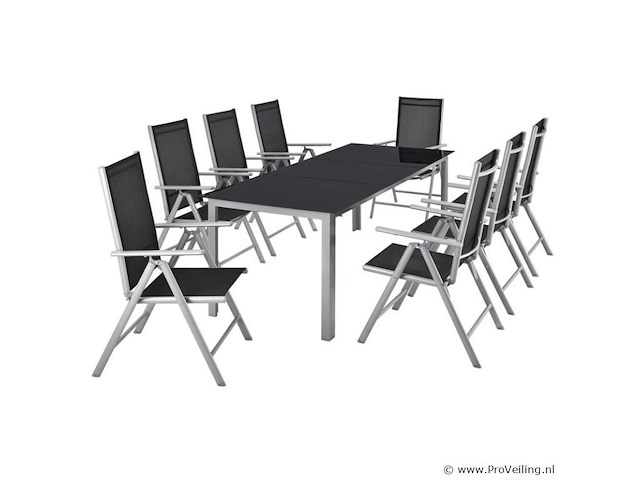 Tuinset / eetset milano 9-delig zilver/grijs - afbeelding 10 van  13