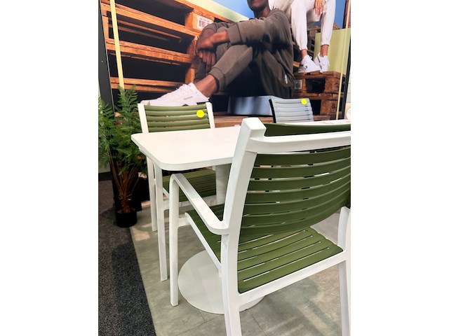 Tuinset jim 2 stoel 1 tafel wit, groen - afbeelding 4 van  7