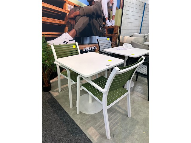 Tuinset jim 2 stoel 1 tafel wit, groen - afbeelding 6 van  7