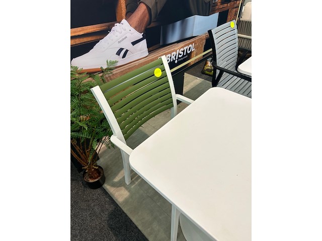 Tuinset jim 2 stoel 1 tafel wit, groen - afbeelding 7 van  7