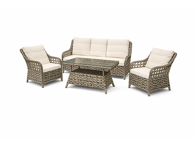 Tuinset, midye double colour, bruin, licht grijs - afbeelding 1 van  4