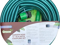 Tuinslang 15meter met koppelingen sproeier - afbeelding 1 van  1