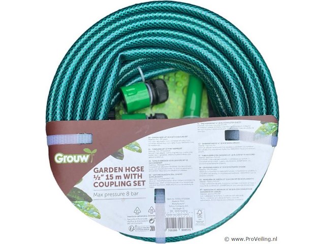 Tuinslang 15meter met koppelingen sproeier - afbeelding 1 van  1
