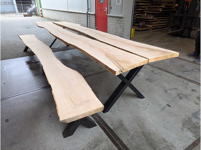 Tuintafel boomstamplanken 430 x 100 x 78cm - afbeelding 1 van  3