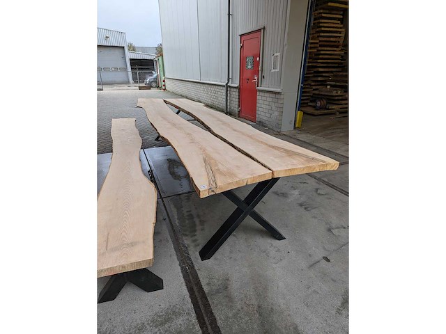 Tuintafel boomstamplanken 430 x 100 x 78cm - afbeelding 2 van  3