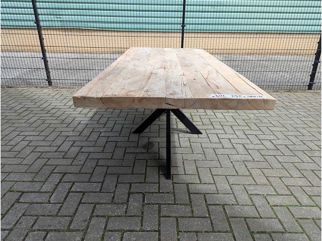 Tuintafel iepenhout 230 x 100 x 78cm. metalen spinpoot - afbeelding 2 van  3