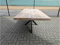 Tuintafel iepenhout 230 x 100 x 78cm. metalen spinpoot - afbeelding 2 van  3