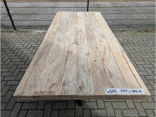 Tuintafel iepenhout 230 x 100 x 78cm. metalen spinpoot - afbeelding 3 van  3