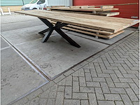 Tuintafel mega. rustiek eiken. 400 x 100 x 78cm. metalen spinpoot - afbeelding 4 van  4