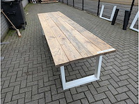 Tuintafel mega. rustiek grenenhout. 320 x 85 x 77cm. metalen u onderstel - afbeelding 1 van  3