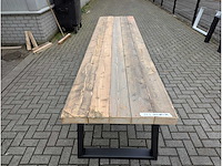 Tuintafel mega. rustiek grenenhout. 350 x 85 x 77cm. metalen u onderstel - afbeelding 3 van  3