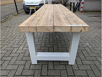 Tuintafel mega. rustiek grenenhout. 350 x 85 x 78cm. metalen a onderstel - afbeelding 2 van  3