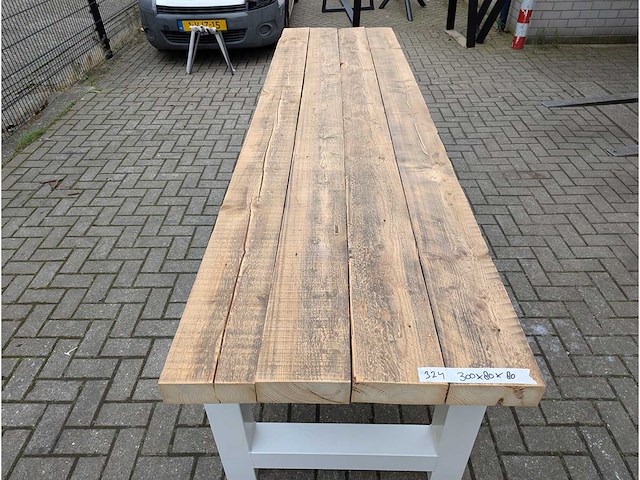 Tuintafel mega. rustiek grenenhout. 350 x 85 x 78cm. metalen a onderstel - afbeelding 3 van  3