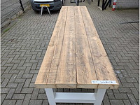 Tuintafel mega. rustiek grenenhout. 350 x 85 x 78cm. metalen a onderstel - afbeelding 3 van  3