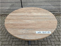 Tuintafel oud eikenhout. rond 130cm. houten onderstel - afbeelding 3 van  3