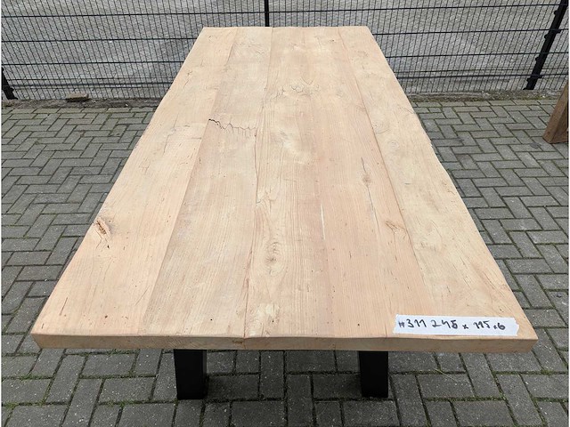 Tuintafel oud iepenhout 245 x 115 x 78cm. metalen onderstel - afbeelding 3 van  3