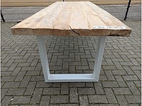 Tuintafel oud iepenhout 250 x 95 x 78cm. metal u onderstel - afbeelding 3 van  3