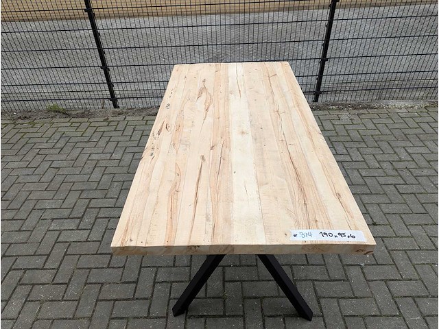 Tuintafel rustiek acaciahout 190 x 95 x 77cm. metalen y onderstel - afbeelding 3 van  3