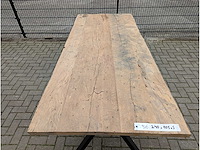 Tuintafel rustiek eikenhout 240 x 105 x 77cm. metalen y onderstel. - afbeelding 3 van  3