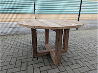 Tuintafel rustiek eikenhout rond. 130cm - afbeelding 2 van  3
