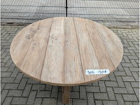 Tuintafel rustiek eikenhout rond. 130cm - afbeelding 3 van  3