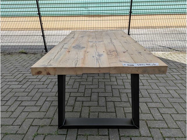 Tuintafel rustiek grenenhout 180 x 95 x 78cm. metalen u onderstel - afbeelding 2 van  3