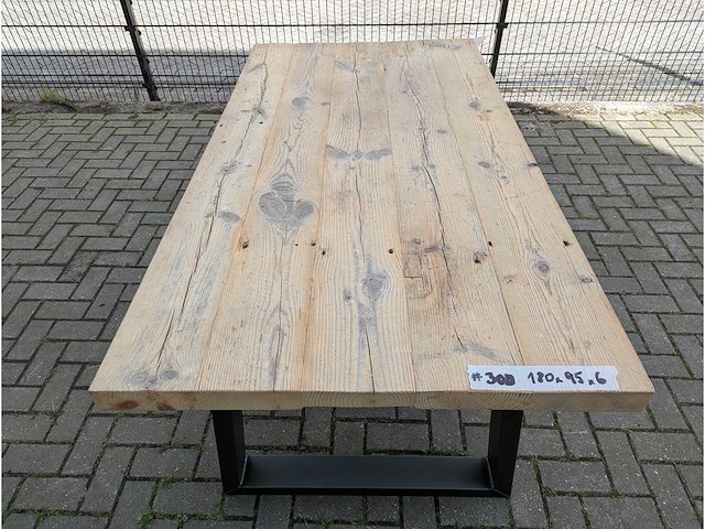 Tuintafel rustiek grenenhout 180 x 95 x 78cm. metalen u onderstel - afbeelding 3 van  3