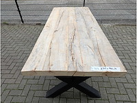 Tuintafel rutiek iepenhout 230 x 95 x 78cm. houten x onderstel - afbeelding 3 van  3