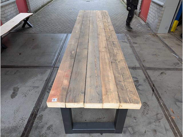 Tuintafel van gerecyclede balken 350 x 85 cm - afbeelding 2 van  2