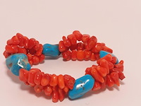 Turqoise en bloedkoraal armband - afbeelding 1 van  3