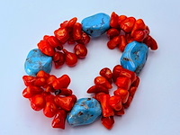 Turqoise en bloedkoraal armband - afbeelding 1 van  3