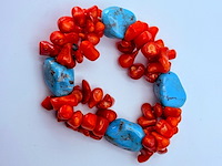 Turqoise en bloedkoraal armband - afbeelding 2 van  3