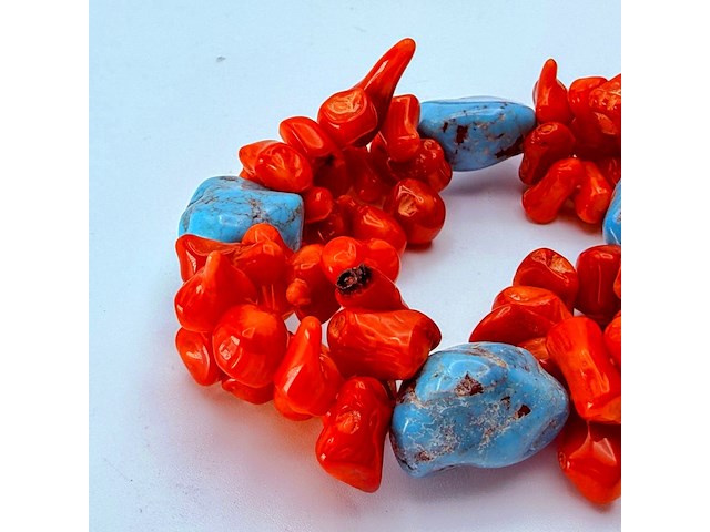 Turqoise en bloedkoraal armband - afbeelding 3 van  3