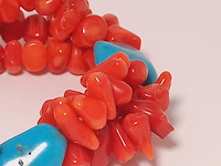 Turquoise en bloedkoraal armband - op maat verstelbaar - afbeelding 3 van  3